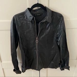 Zara Faux Leather Zip Up Top